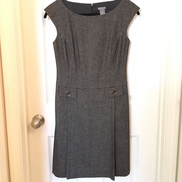 Ann Taylor Virgin Wool Cap Sleeve Dress Suiting Lined Size 0 Brown - Picture 7 of 11